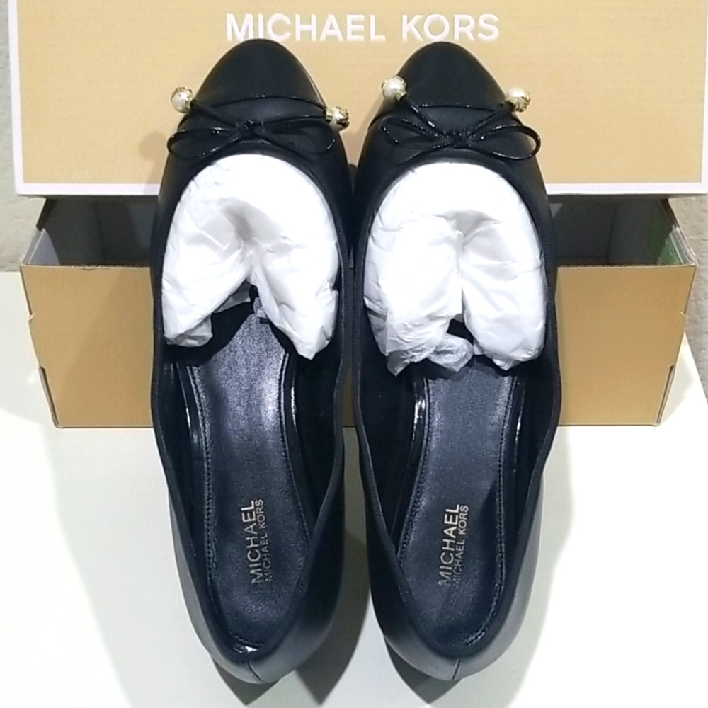 Michael Kors Gia Leather Cap Toe Ballet Flats